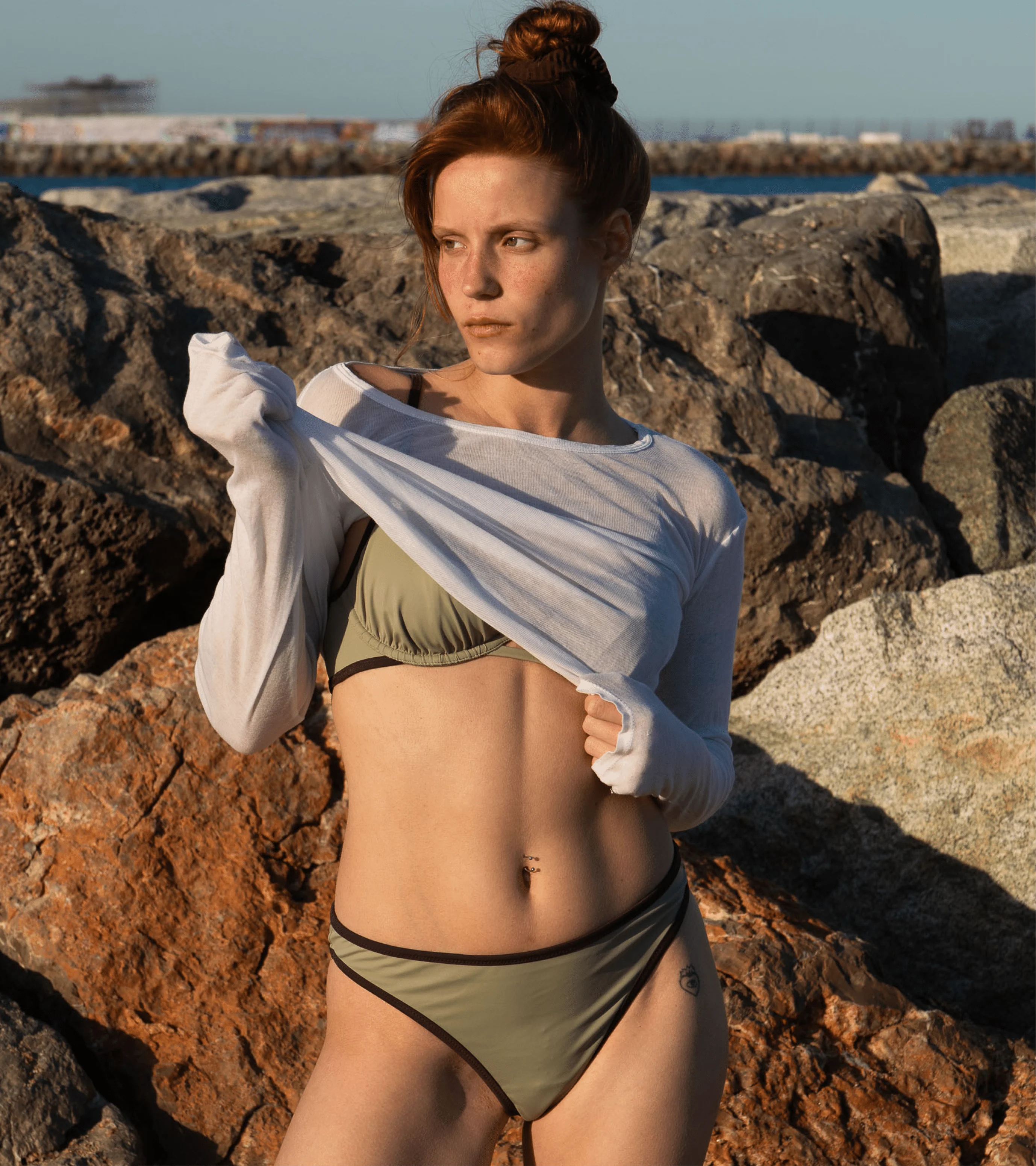 Menstruatiezwemkleding - Brazilian - Bodem - Olijfgroen - Image 3