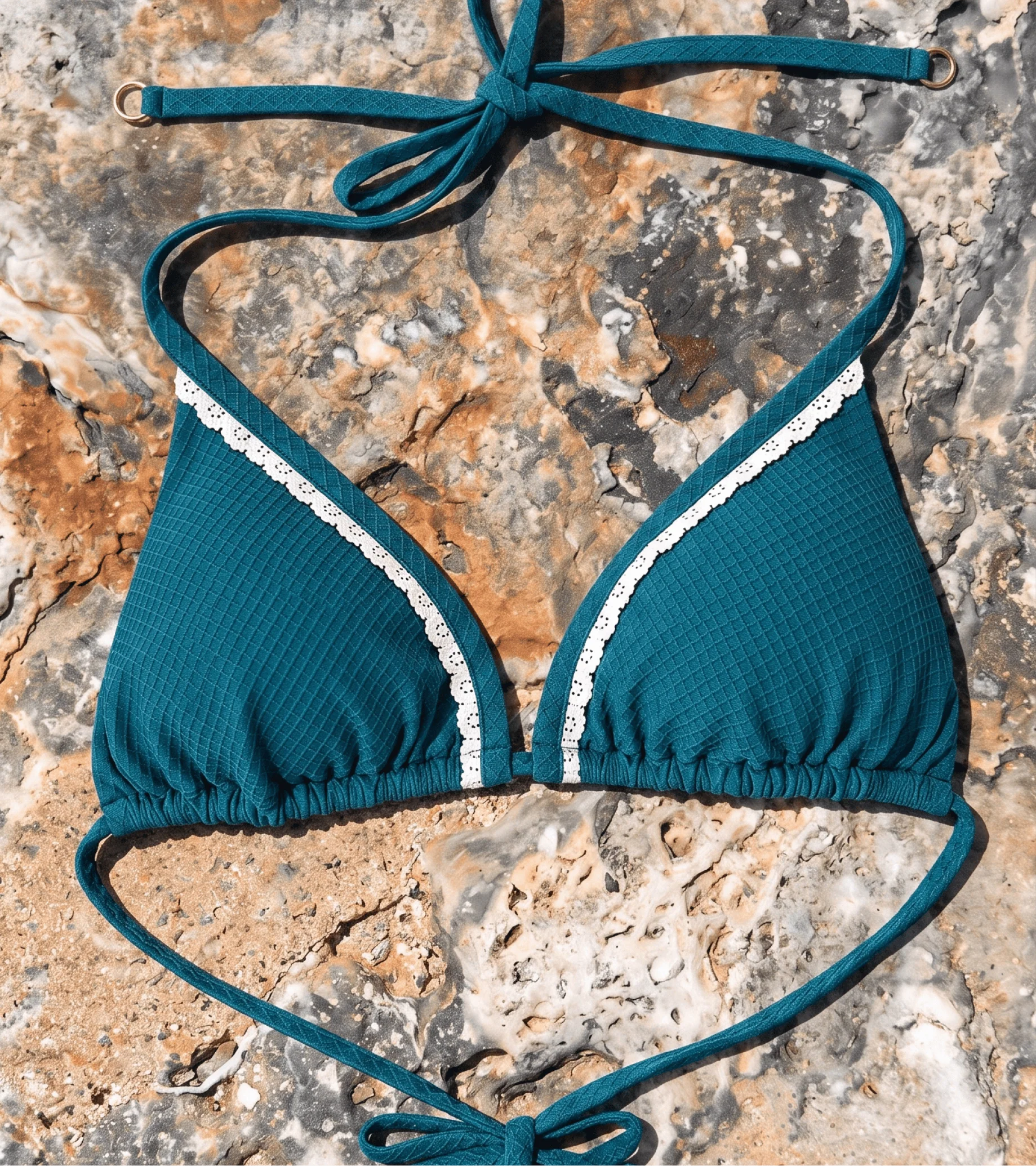 Zwemkleding - Waffle - Triangle - Top - Donker turkoois - Image 14
